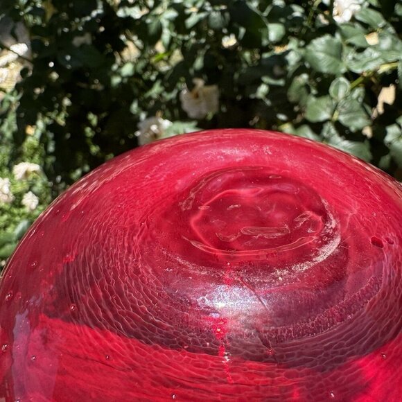 Ruby Red Murano Art Blown Glass Trinket Bowl 4.5” Glows Uv Bullicante Vintage - Picture 14 of 16